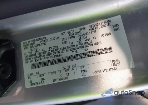 2017 Ford F-150 Xlt z USA, uszkodzony, nr VIN 1FTEW1CP6HFB29890